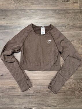 Gymshark Brown Seamless Long-Sleeve Crop Top